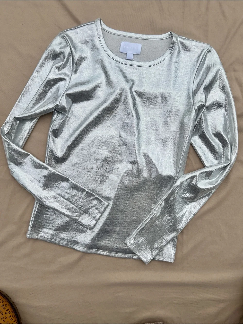 NWT $69 EVERY - Silver Metallic Long Sleeve Top - Picture 7 of 7